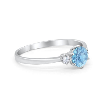 Three Stone Art Deco Ring Aquamarine CZ 925 Sterling Silver Wholesale